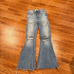 BKE women’s Distressed Flare Jeans